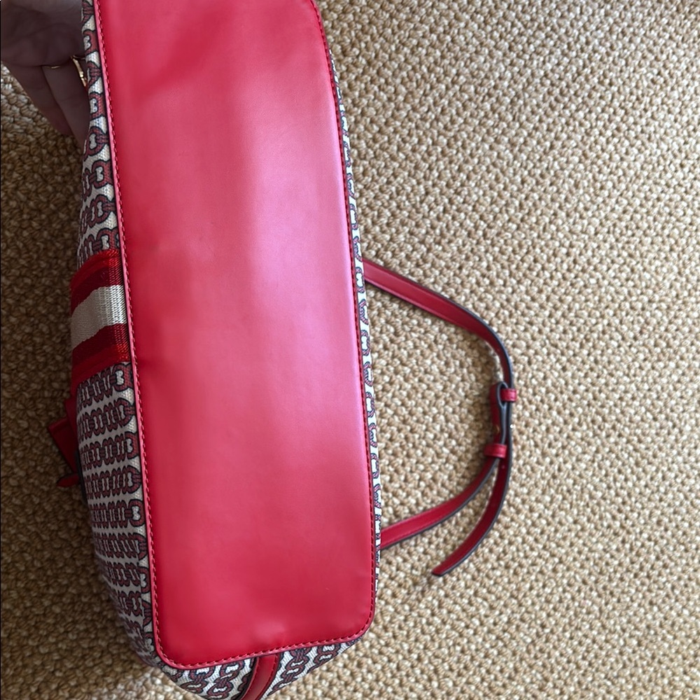 Tory Burch Gemini Link Red Blue Tote Bag Purse - Picture 9 of 10